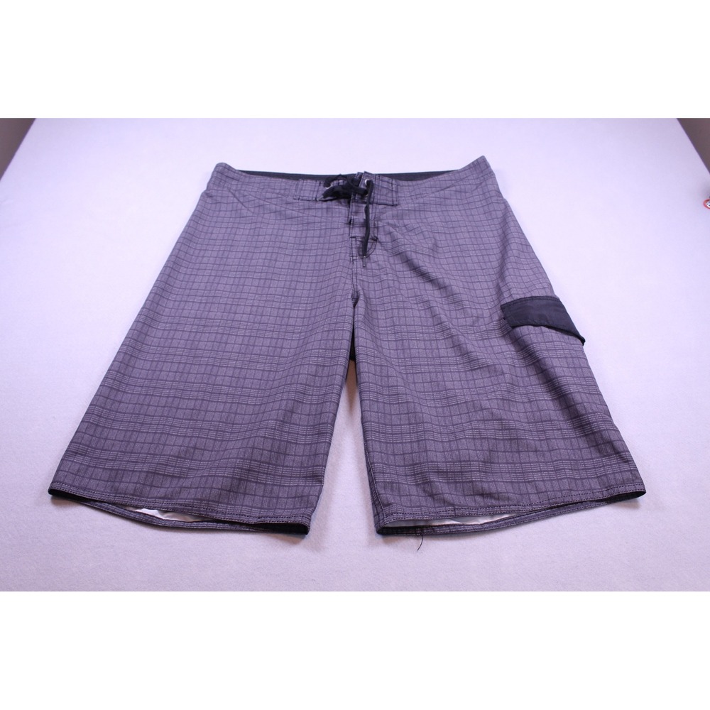 Banana Split B.Split Stretch Mens XL Board Shorts Grey Plaid Swim Trunks Cargo